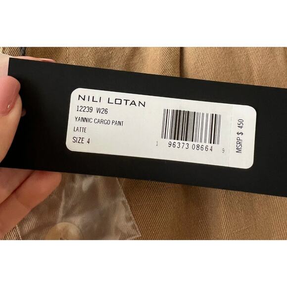 Nilli Lotan 4 Yannic Cargo Pant $450 High Rise Wide Leg Cropped Tan Desert Sand - Picture 10 of 11